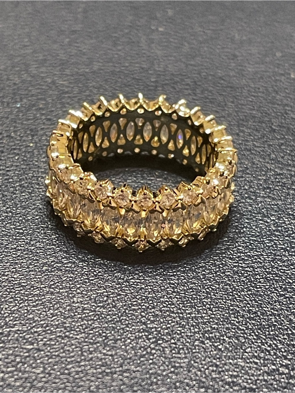 18k Gold over Brass Pavé Crystal Eternity Band - Women's Jewelry